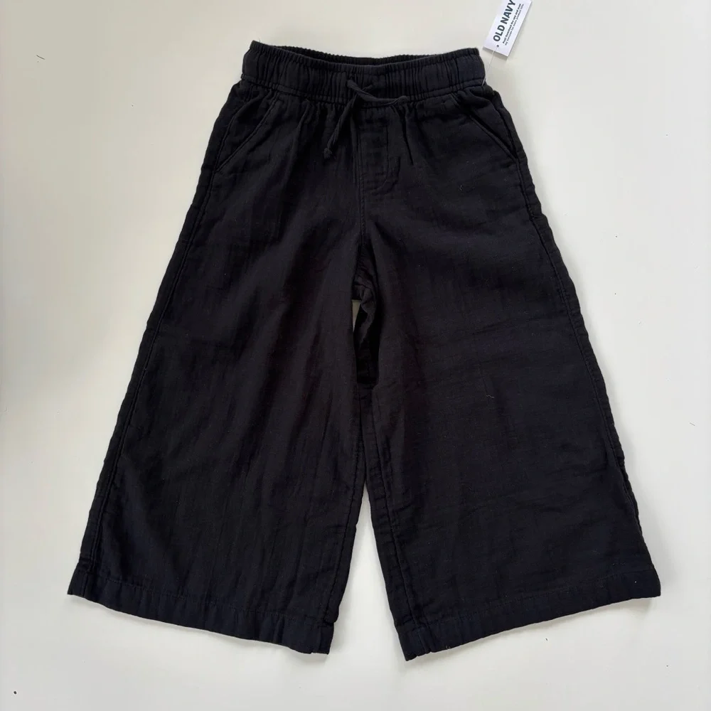Old Navy Black Loose Printed High-Waisted Double-Weave Wide-Leg Pant Sz 5 NWT
